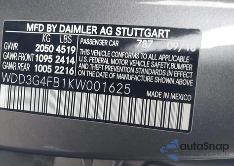 2019 Mercedes-Benz A 220 4Matic z USA, uszkodzony, nr VIN WDD3G4FB1KW001625